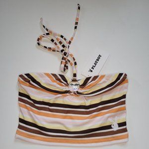 NWT! PLAYBOY Multicolored Striped Tank Tube Top Size Large